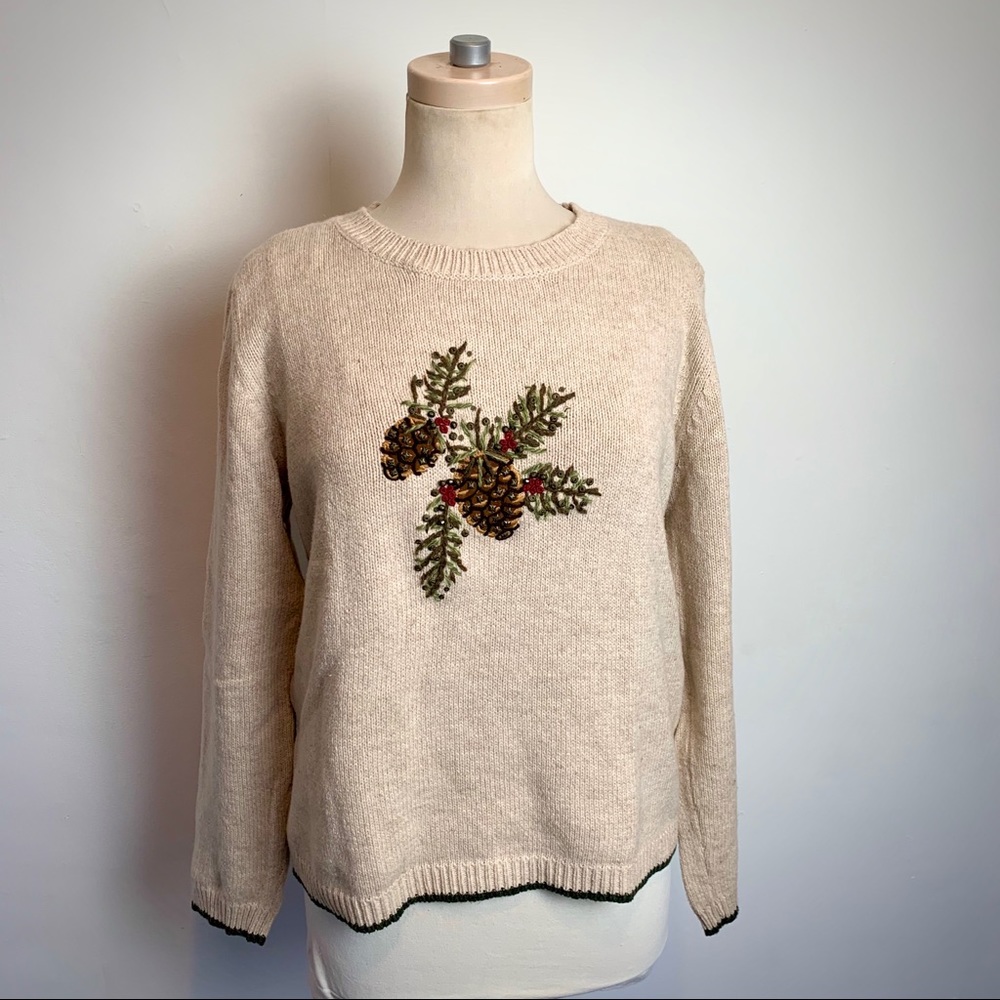 🐳 EUC Pinecone bough pullover Christmas sweater
